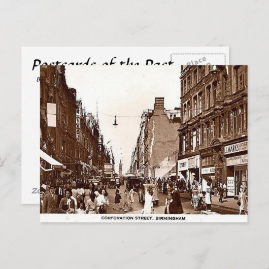 Old Briefkaart, Birmingham, Corporation St. c1950 Briefkaart (Voorkant / Achterkant)
