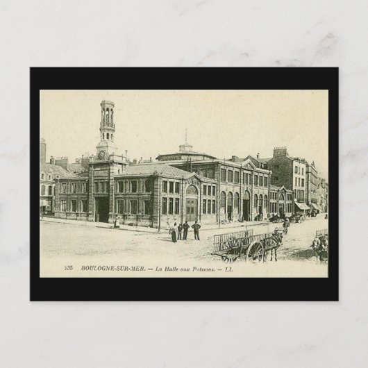Old Briefkaart - Boulogne Fish Market (Voorkant)
