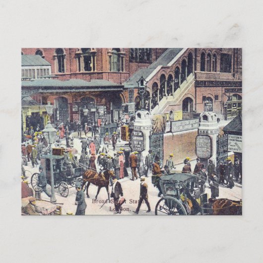 Old Briefkaart - Broad St Station, Londen (Voorkant)