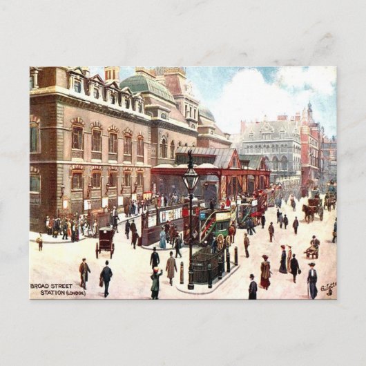 Old Briefkaart - Broad Street Station, Londen (Voorkant)