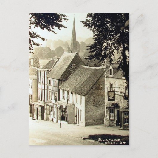 Old Briefkaart - Burford, Oxfordshire, Engeland (Voorkant)