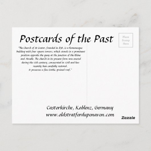 Old Briefkaart - Castorkirche, Koblenz, Duitsland (Achterkant)