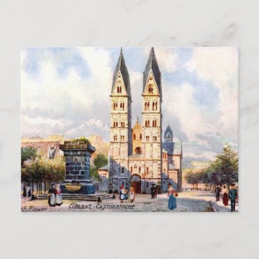 Old Briefkaart - Castorkirche, Koblenz, Duitsland (Voorkant)