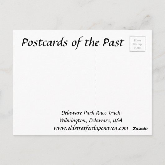 Old Briefkaart, Delaware Park Race Track, Wilmingt Briefkaart (Achterkant)