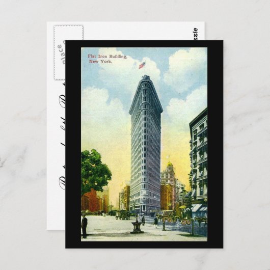 Old Briefkaart, Flat Iron Building, New York City Briefkaart (Voorkant / Achterkant)
