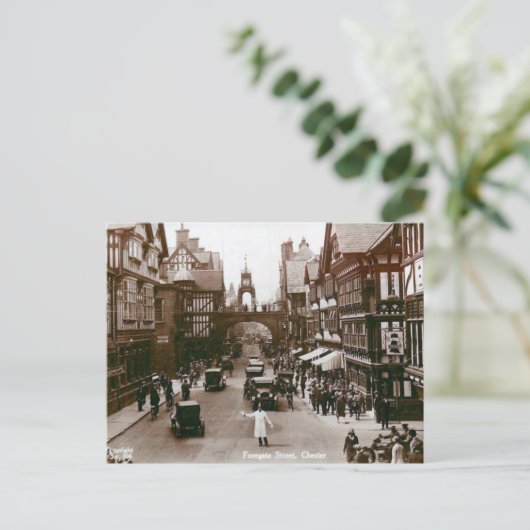 Old Briefkaart - Foregate Street, Chester, Engelan (Staand voorkant)
