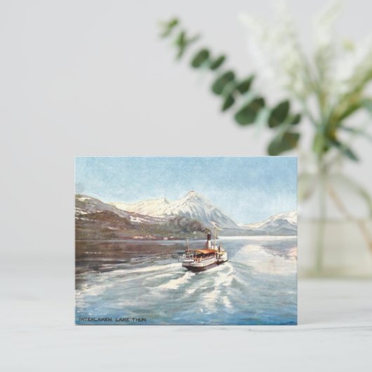 Old Briefkaart - Lake Thun, Interlaken, Zwitserlan (Staand voorkant)