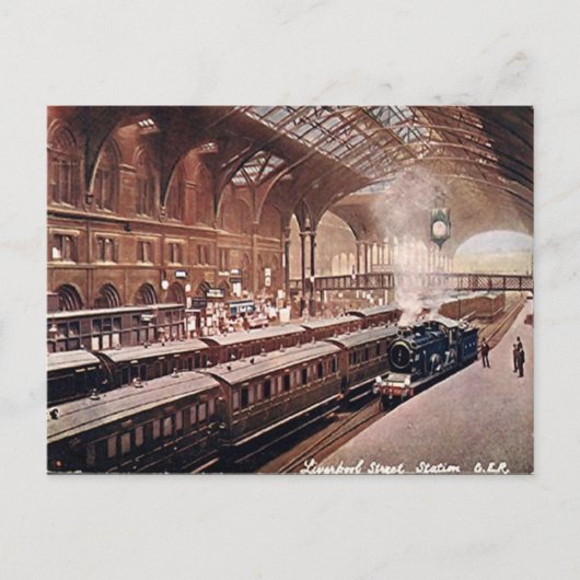 Old Briefkaart - Liverpool St Station, Londen (Voorkant)