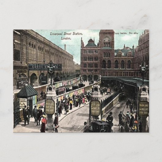 Old Briefkaart - Liverpool Street Station, Londen (Voorkant)