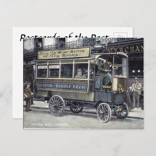 Old Briefkaart - London Motor Bus (Voorkant / Achterkant)