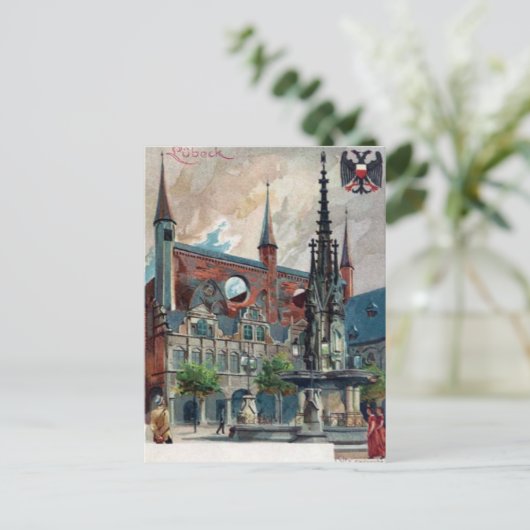 Old Briefkaart - Lübeck, Duitsland (Staand voorkant)