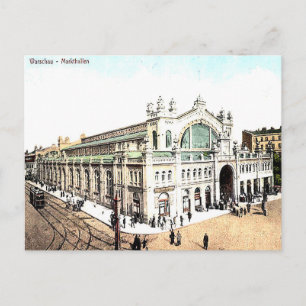 Old Briefkaart - Market Halls, Warschau, Polen