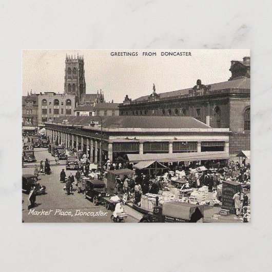 Old Briefkaart - Market Place, Doncaster, Yorkshir (Voorkant)
