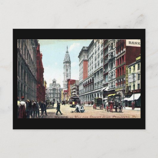 Old Briefkaart, Market St, Philadelphia, in 1909 Briefkaart (Voorkant)