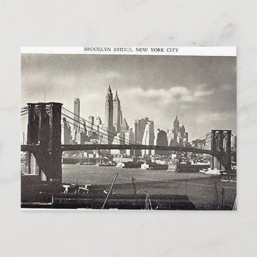 Old Briefkaart, New York City, Brooklyn Bridge Pos Briefkaart (Voorkant)