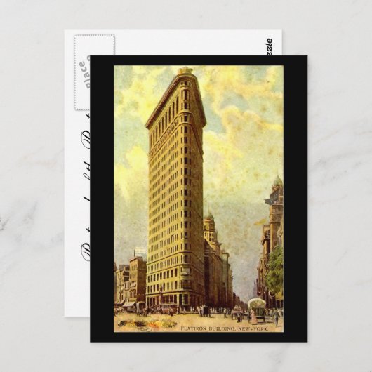 Old Briefkaart, New York City, Flatiron Building Briefkaart (Voorkant / Achterkant)