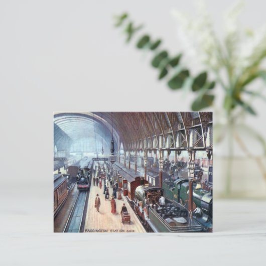 Old Briefkaart - Paddington Station, Londen (Staand voorkant)