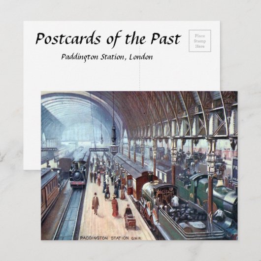 Old Briefkaart - Paddington Station, Londen (Voorkant / Achterkant)