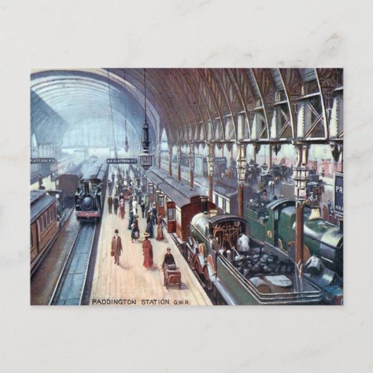 Old Briefkaart - Paddington Station, Londen (Voorkant)