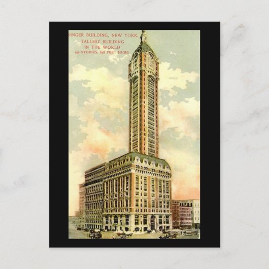 Old Briefkaart - Singer Building, New York City (Voorkant)