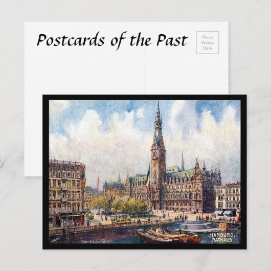 Old Briefkaart - Town Hall, Hamburg, Duitsland (Voorkant / Achterkant)