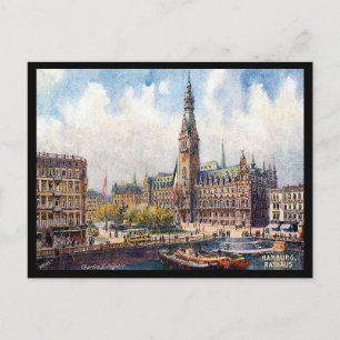 Old Briefkaart - Town Hall, Hamburg, Duitsland