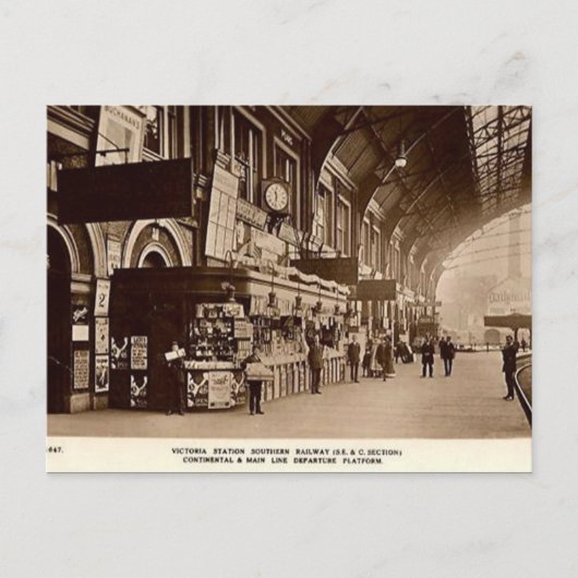 Old Briefkaart - Victoria Station, Londen (Voorkant)