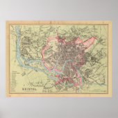 Old Bristol UK Map (1872) Poster (Voorkant)