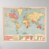 Old British Empire Naval Warship Map (1907) Poster (Voorkant)