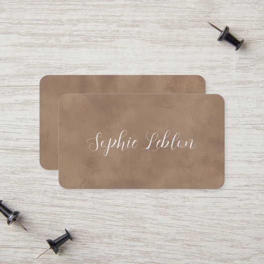 Old Brown Contact Card with Handwritten Name Contactkaartje (Voorkant / Achterkant in situ)