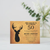 Old Buck 50th Birthday Party Invitation Briefkaart (Staand voorkant)