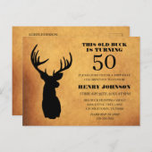 Old Buck 50th Birthday Party Invitation Briefkaart (Voorkant / Achterkant)