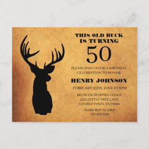 Old Buck 50th Birthday Party Invitation Briefkaart