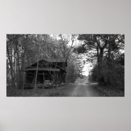 Old Building Beside Dirt Road Poster