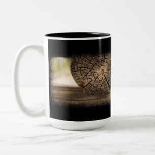 Old Cabin Wood Textures 1 op zwart Tweekleurige Koffiemok