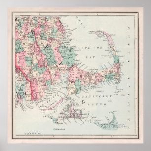 Old Cape Cod MA Map (1878) Poster
