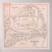 Old Cape Cod MA Map (1891) Poster (Voorkant)
