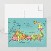 Old Cape Cod Map Briefkaart (Voorkant / Achterkant)