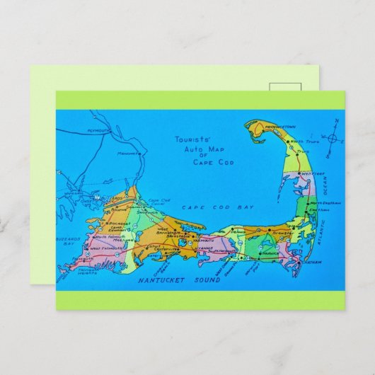Old Cape Cod toeristische kaart (Voorkant / Achterkant)