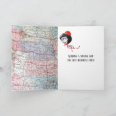 Old Car on Road Map 65th Birthday Kaart (Binnen)