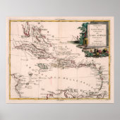 Old Caribbean Map (1785)  West Indies Atlas Poster (Voorkant)