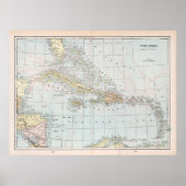 Old Caribbean Map (1901)  West Indies Atlas Poster (Voorkant)