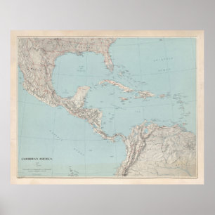 Old Caribbean Map (1961) West Indies Atlas Poster