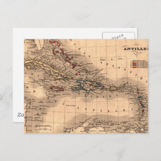 Old Caribbean Map Dive Shirt Briefkaart (Voorkant / Achterkant)