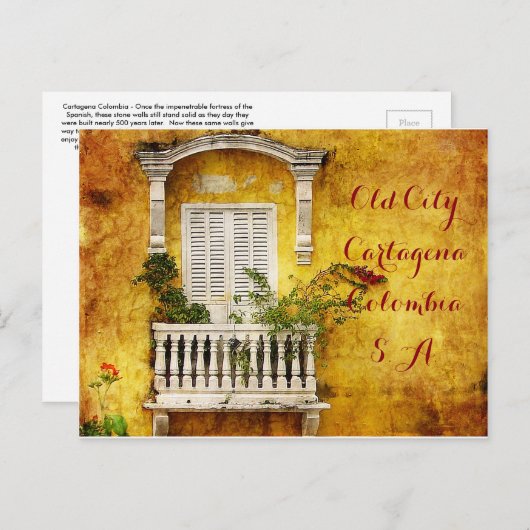 Old Cartagena Post Card Briefkaart (Voorkant / Achterkant)