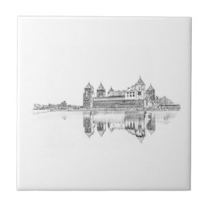 Old Castle Architecture Sketch Tegeltje