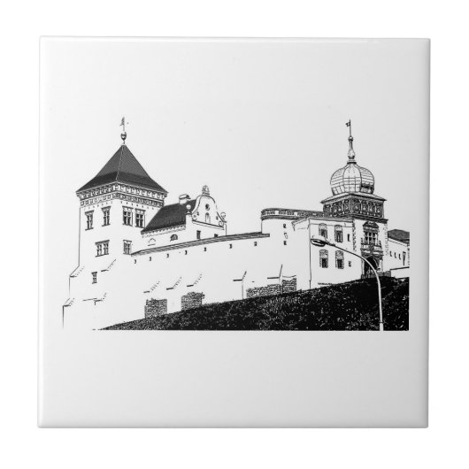 Old Castle Architecture Sketch Tegeltje (Voorkant)