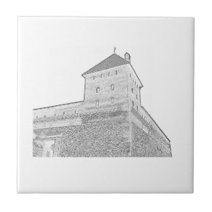 Old Castle Architecture Sketch Tegeltje