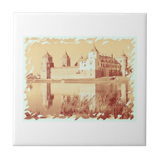 Old Castle Architecture Sketch Tegeltje (Voorkant)
