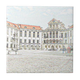 Old Castle Palace Architecture Sketch Tegeltje